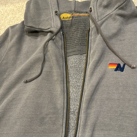 RARE Aviator Nation Grey zip up Hoodie with rainbow trim M - Picture 5 of 5